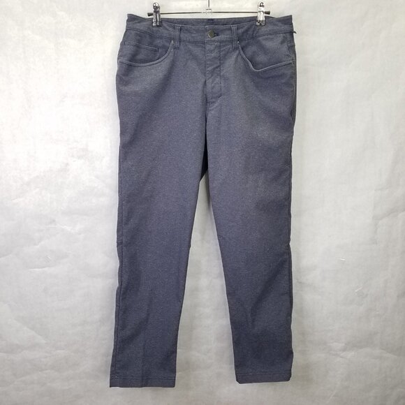 Lululemon ABC Pant Skinny Tech Men's 33 X 27 Blue Chambray Woven Stretch LM5983S - Picture 1 of 16